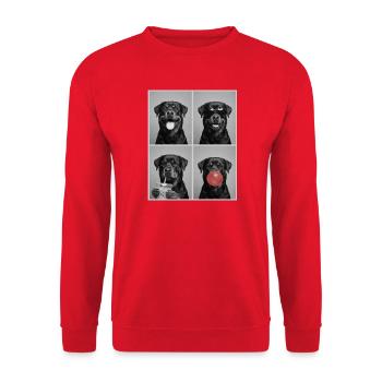 Hunde Rottweiler Hund - Unisex Pullover - Rot - Vorne - Alina (178cm) & Michal (187cm)