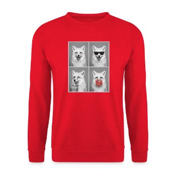 Polarfüchse Polarfuchs - Unisex Pullover - Rot - Vorne - Alina (178cm) & Michal (187cm)