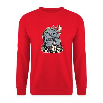 RIP Ausschlafen Eltern - Unisex Pullover - Rot - Vorne - Alina (178cm) & Michal (187cm)