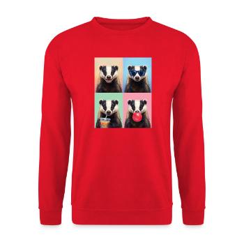 Dachse Dachs - Unisex Pullover - Rot - Vorne - Alina (178cm) & Michal (187cm)