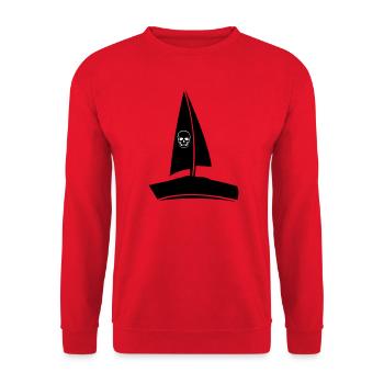 Piratenschiff Skull - Unisex Pullover - Rot - Vorne - Alina (178cm) & Michal (187cm)
