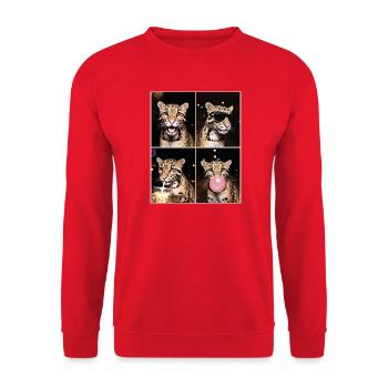 Nebelparder Clouded Leopard - Unisex Pullover - Rot - Vorne - Alina (178cm) & Michal (187cm)