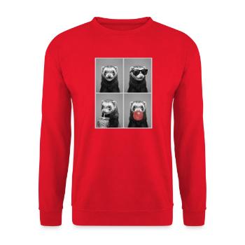 Ferret Frettchen - Unisex Pullover - Rot - Vorne - Alina (178cm) & Michal (187cm)