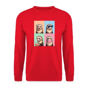 Ferret Frettchen - Unisex Pullover - Rot - Vorne - Alina (178cm) & Michal (187cm)