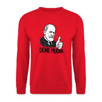 Sigmund Freud – Deine Mudda - Unisex Pullover - Rot - Vorne - Alina (178cm) & Michal (187cm)