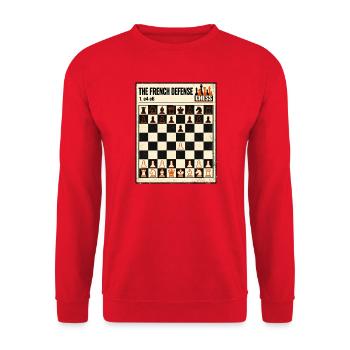 French defense Französische Verteidigung Schach - Unisex Pullover - Rot - Vorne - Alina (178cm) & Michal (187cm)