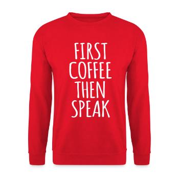 Premier café Au matin matin, le déjeuner matinal - Sweat-shirt Unisexe - rouge - Devant - Alina (178cm) & Michal (187cm)