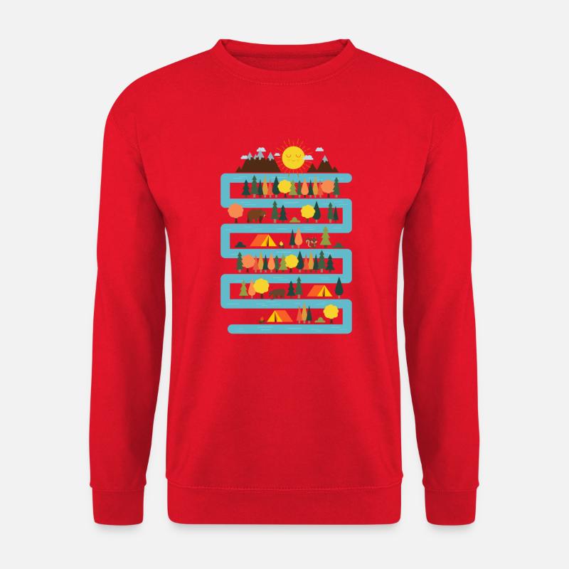 Fluss & Wald (Camping) - Unisex Pullover - Rot
