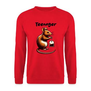 TEENAGE TEA BAG RODENT MOUSE RAT ANIMAL - Unisex Sweatshirt - red - Front - Alina (178cm) & Michal (187cm)