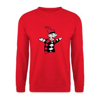 kasperle - Kasperletheater - 3 - Unisex Pullover - Rot - Vorne - Alina (178cm) & Michal (187cm)