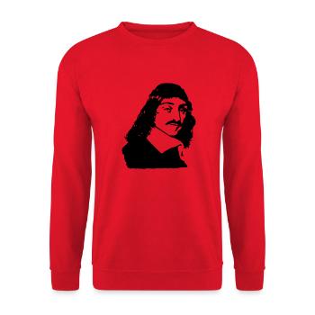 Büstenzeichnung des französischen Philosophen Desc - Unisex Pullover - Rot - Vorne - Alina (178cm) & Michal (187cm)