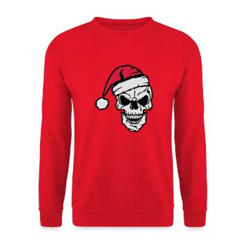 tete de mort noel bonnet crane - Sweat-shirt Unisexe - rouge - Devant - Alina (178cm) & Michal (187cm)