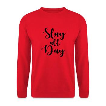 Slay all day - Unisex Sweatshirt - red - Front - Alina (178cm) & Michal (187cm)