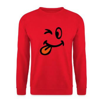 sourire clin oeil tire langue - Sweat-shirt Unisexe - rouge - Devant - Alina (178cm) & Michal (187cm)