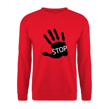 Stopp Gewalt - Unisex Pullover - Rot - Vorne - Alina (178cm) & Michal (187cm)