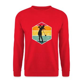 Golf Frauen Vintage Golfer Golfspieler Damen Golf - Unisex Pullover - Rot - Vorne - Alina (178cm) & Michal (187cm)