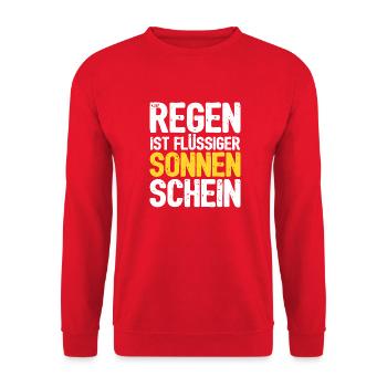 Regen ist flüssiger Sonnenschein - Unisex Pullover - Rot - Vorne - Alina (178cm) & Michal (187cm)