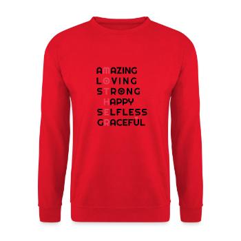 Mutter Liebe - Unisex Pullover - Rot - Vorne - Alina (178cm) & Michal (187cm)