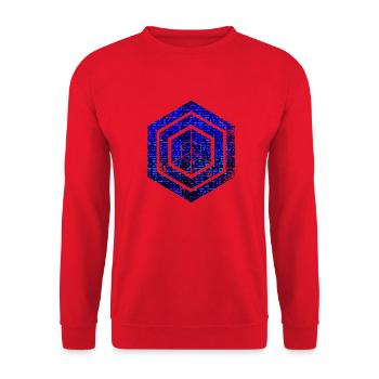 Hexagon-Programmierung Programmierer Codierung geometrisch - Unisex Pullover - Rot - Vorne - Alina (178cm) & Michal (187cm)
