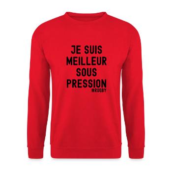 Je suis meilleur. Rugby. Cadeau drôle - Sweat-shirt Unisexe - rouge - Devant - Alina (178cm) & Michal (187cm)
