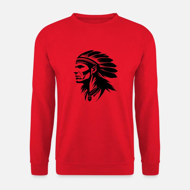 Indianer Häuptling mit Federn - Unisex Pullover - Rot