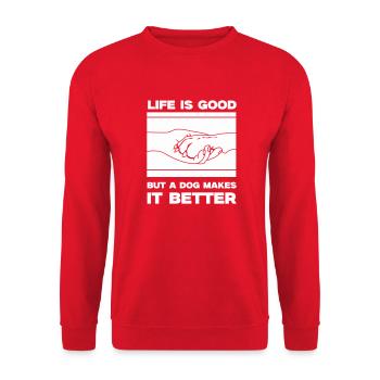 Dog Life is Good Paw - Unisex Sweatshirt - red - Front - Alina (178cm) & Michal (187cm)