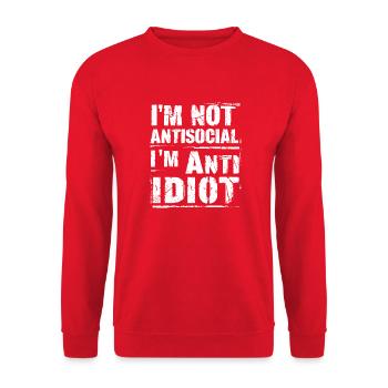 Pas fan des humains - Sweat-shirt Unisexe - rouge - Devant - Alina (178cm) & Michal (187cm)