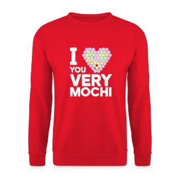 Liebe durch Mochi ausdrücken - Unisex Pullover - Rot - Vorne - Alina (178cm) & Michal (187cm)