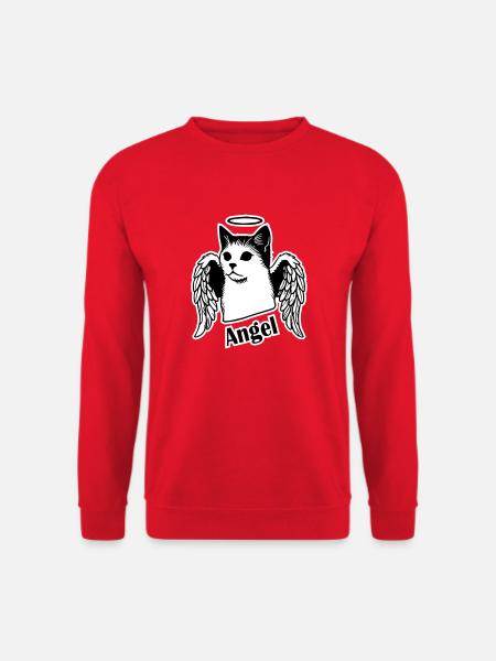 Cat with wings and halo - Angel Cat Design - Unisex Sweatshirt - red