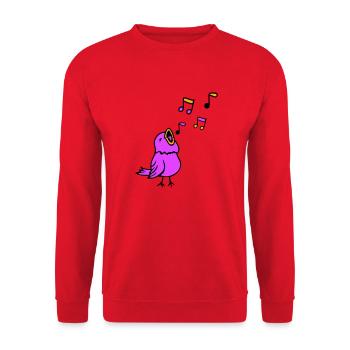Musical notes: songbird, sparrow, singing, chirping, music - Unisex Sweatshirt - red - Front - Alina (178cm) & Michal (187cm)