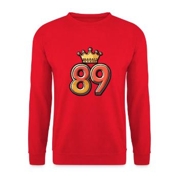 89 Zahl Krone - Unisex Pullover - Rot - Vorne - Alina (178cm) & Michal (187cm)