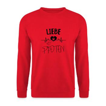Liebe mit Pfoten - Unisex Pullover - Rot - Vorne - Alina (178cm) & Michal (187cm)