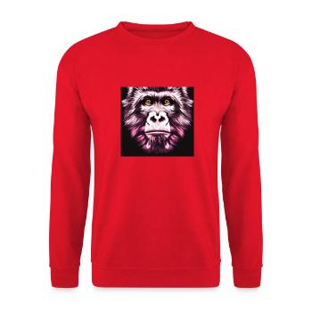Le singe le plus triste Portrait d’animal Style Pop Art - Sweat-shirt Unisexe - rouge - Devant - Alina (178cm) & Michal (187cm)