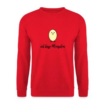 ich hasse Menschen- Küken (Farben änderbar) - Unisex Pullover - Rot - Vorne - Alina (178cm) & Michal (187cm)