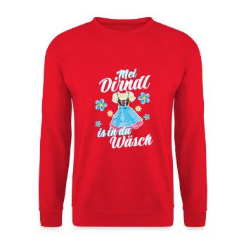 Dirndl Tracht | Mei Dirndl is in da - Unisex Pullover - Rot - Vorne - Alina (178cm) & Michal (187cm)