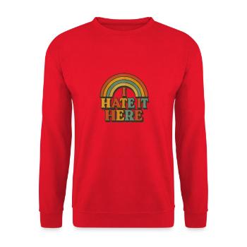 Ironisch Ich hasse es hier Regenbogen - Unisex Pullover - Rot - Vorne - Alina (178cm) & Michal (187cm)
