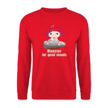 Axolotl Monster for Good Mood, Hand Drawing - Unisex Sweatshirt - red - Front - Alina (178cm) & Michal (187cm)