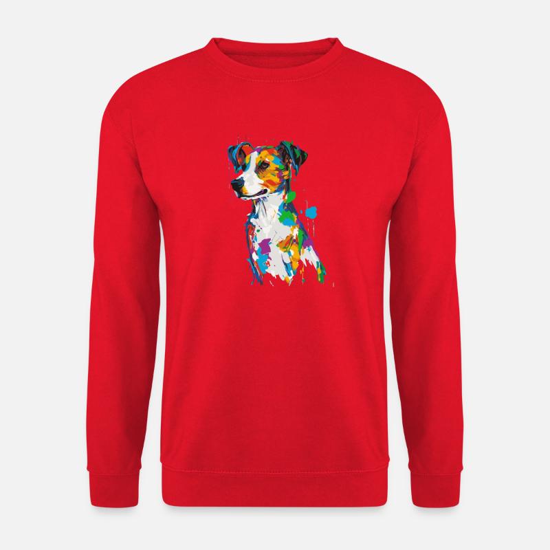 Bunter Hund mit Farbspritzern - Unisex Pullover - Rot
