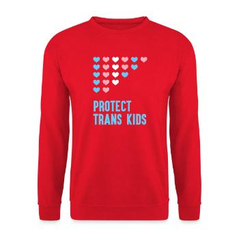 LGBT Pride Month - Protect Trans Kids - Unisex Sweatshirt - red - Front - Alina (178cm) & Michal (187cm)