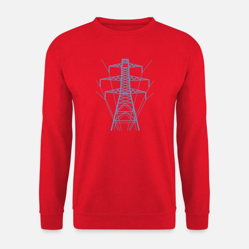 Weiße Strommast-Silhouette - Unisex Pullover - Rot