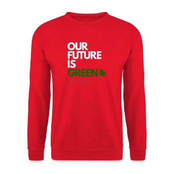 OUR FUTURE IS GREEN - Unisex Sweatshirt - red - Front - Alina (178cm) & Michal (187cm)
