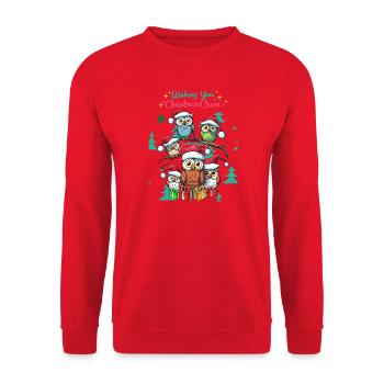 Festive Owl Christmas Cheer Design - Unisex Sweatshirt - red - Front - Alina (178cm) & Michal (187cm)