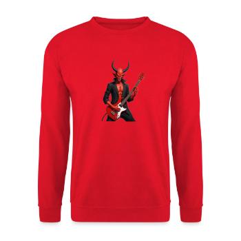 Teufel mit roter E-Gitarre - Unisex Pullover - Rot - Vorne - Alina (178cm) & Michal (187cm)