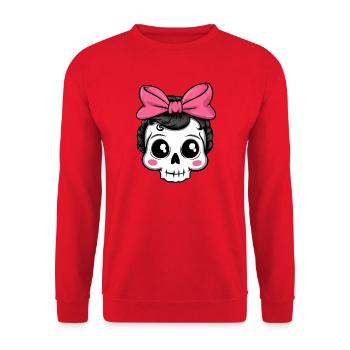 Cute 60s Rockabilly Skull - Unisex Sweatshirt - red - Front - Alina (178cm) & Michal (187cm)