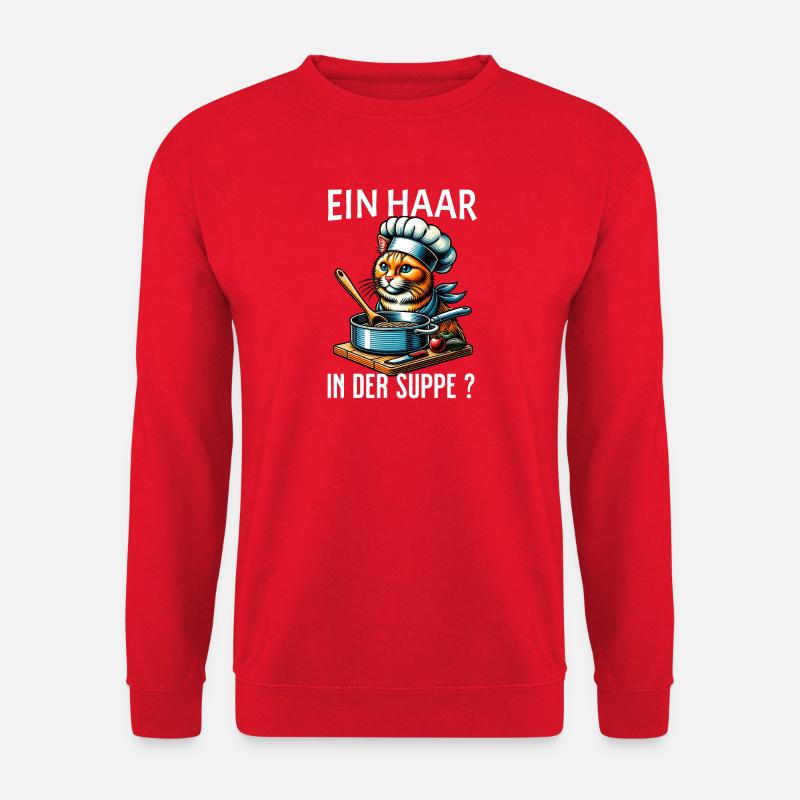 Un cheveu dans la soupe - design de chat mignon - Sweat-shirt Unisexe - rouge