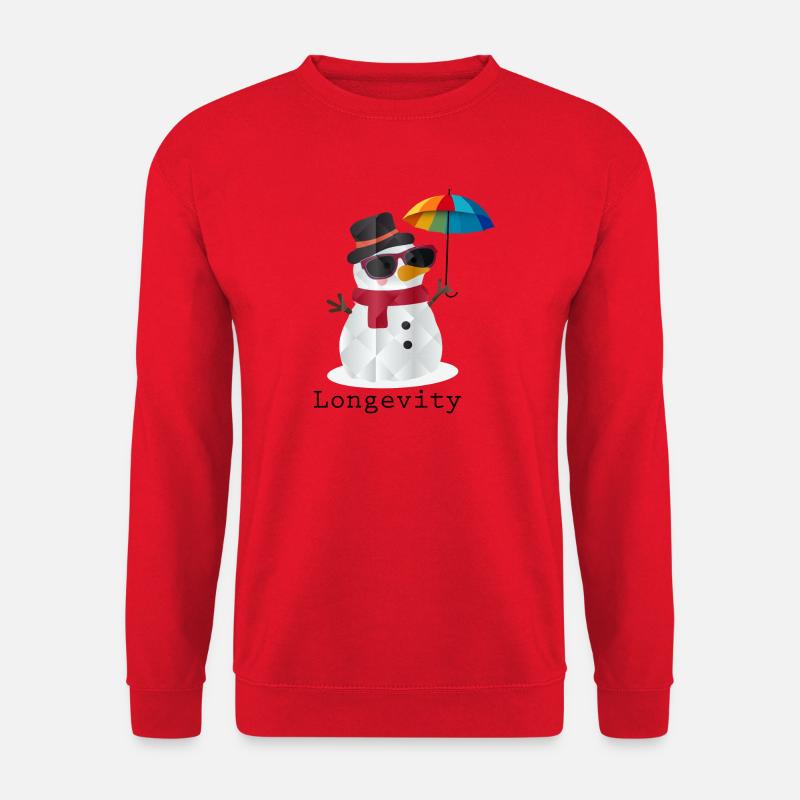 Longevity Schneemann – Humorvolles Winterdesign - Unisex Pullover - Rot