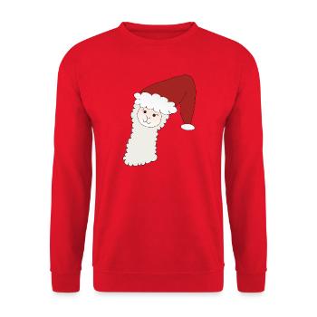 Weihnachtsalpaka - Unisex Pullover - Rot - Vorne - Alina (178cm) & Michal (187cm)