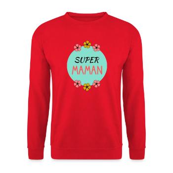 BONNE FÊTE. BONNE FÊTE MAMAN. MAMAN. FÊTE - Sweat-shirt Unisexe - rouge - Devant - Alina (178cm) & Michal (187cm)