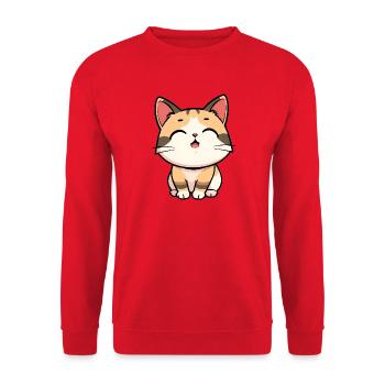 Cat - Unisex Sweatshirt - red - Front - Alina (178cm) & Michal (187cm)