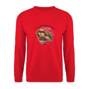 Fatherhood 2026 Raising Tiny Human Like a Capybara - Unisex Pullover - Rot - Vorne - Alina (178cm) & Michal (187cm)
